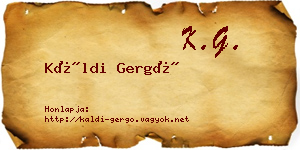 Káldi Gergő névjegykártya